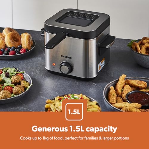 GEEPAS Deep Fat Fryer – Adjustable Thermostat, Viewing Window, Cool-Touch Handle, Non-Stick Inner Pot, Indicator Light and Compact to Family-Size Options (1.5L) - Image 4