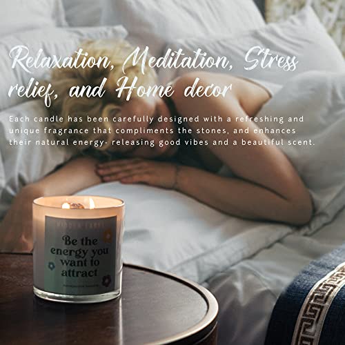 Hidden Label Crystal Candle, Blue Apatite Stardust Peony Healing Scented Candles, Mind Purifying Good Night's Sleep Spiritual Candle, Natural Soy Candles With Crystals Inside #TOP3