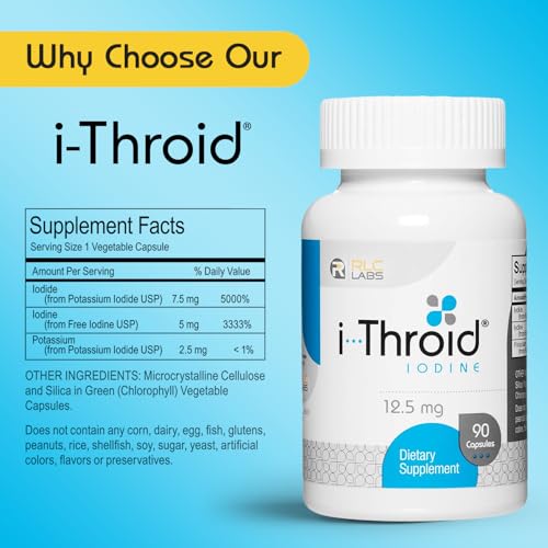 rlc i-throid 125 mg iodine and iodide supplement to support thyroid health and hormone balance 90 capsules 90 servings