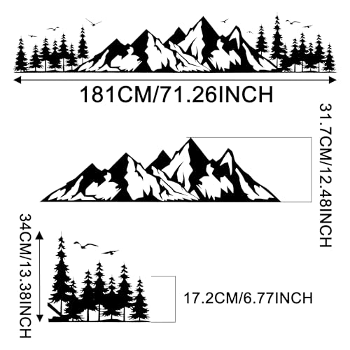 Image of TOMALL 1 Pair Fir Mountain Forest Vinyl Decals for Car Body Door Sides Universal Waterproof Tree Graphic Stickers Decoration for Travel Trailer Camper Vehicles SUV Truck Off-Road (Large-Black)
