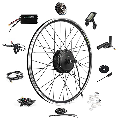 EBIKELING Waterproof Ebike Conversion Kit 36V 500W 26" Geared Electric Bike Conversion Kit - Rear Wheel Electric Bike Kit - Electric Motorbike Kit (Rear/LCD/Thumb)