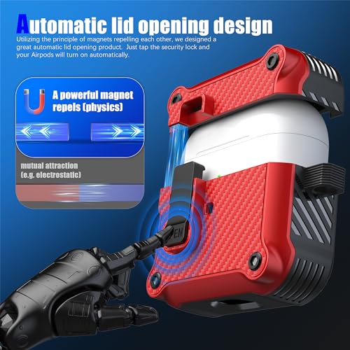 Image of RFUNGUANGO AirPods 3 Case with Lock Magnetic Lid, Red