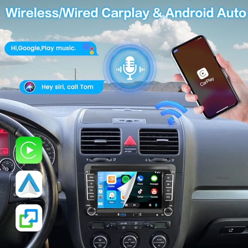 Inefala für VW Golf Polo Caddy Tiguan Touran Seat Skoda, Autoradio Android 15 2G+64G mit Wireless Carplay, Android Auto, 7 Touchscreen, GPS, WiFi, RDS/FM, USB, SWC, Mikrofon, Rückfahrkamera