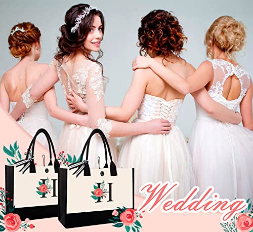 Image of Initial Canvas Tote Bag, Monogrammed Tote Bags Suitable for Mother's Day Wedding Beach