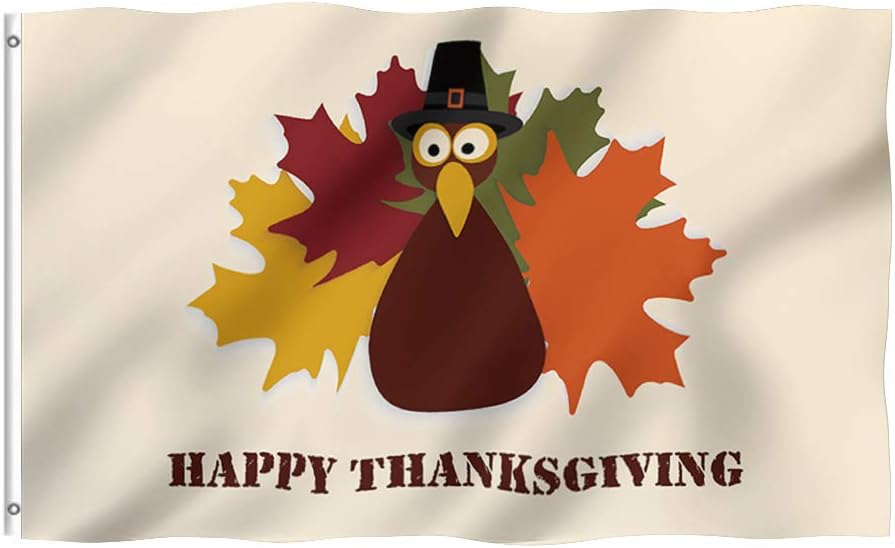 Fall Thanksgiving Turkey leaves Garden Flag 3x5 Ft Double Sided 3 Layers, Gobble Til You Wobble Autumn Harvest Holiday with Brass Grommets Yard Outdoor Indoor Decorations
