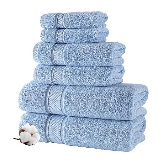 NOVA Luxury Linen - Hotel Quality Turkish Towel Set for Bathroom (6 Pcs Towel Set, Sky Blue)