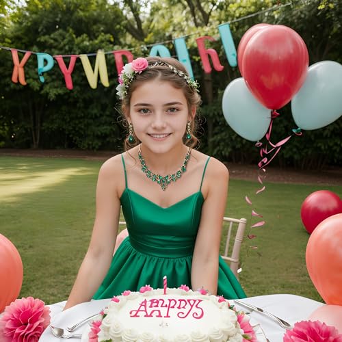 BriLove Alloy Crystal Teardrop Cluster Statement Necklace Clip-on Earrings Set2