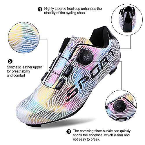 Chaussures Cycliste Homme Femme Décoloration Chaussures de Vélo Antidérapantes Couples Cycling Shoes à l'extérieur à l'intérieur avec Boucle de Lacet à Rotation Rapide et Boîte à Chaussures 38-46 - Image 6
