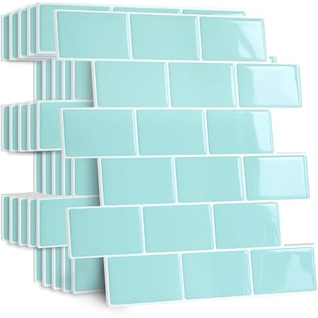 Amazon Yoillione タイルシール 防水 厚め 10枚 耐熱 キッチン 洗面所 剥がせる モザイクタイル 壁紙シール 賃貸 Diy 3d リメイクシート 北欧 トイレ雰囲気転換 レンガ調 グリーン 壁紙