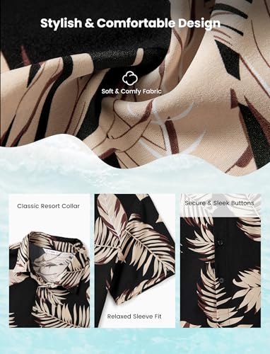 Image of PATPAT Family Hawaiian Matching Outfits - Mommy and Me Vacation Outfits | Halter Sundresses and Button Down Shirts,Caribbean Vacation Summer Tropical Outfits,Hawaiian Boho Tropical Floral Printed
