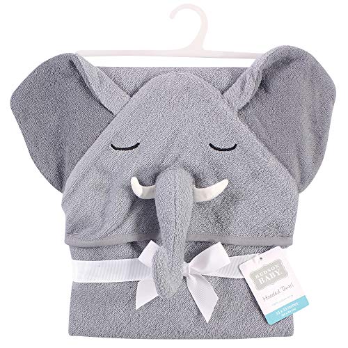 Image of Hudson Baby Unisex Baby Cotton Animal Face Hooded Towel, Tusks Elephant, One Size