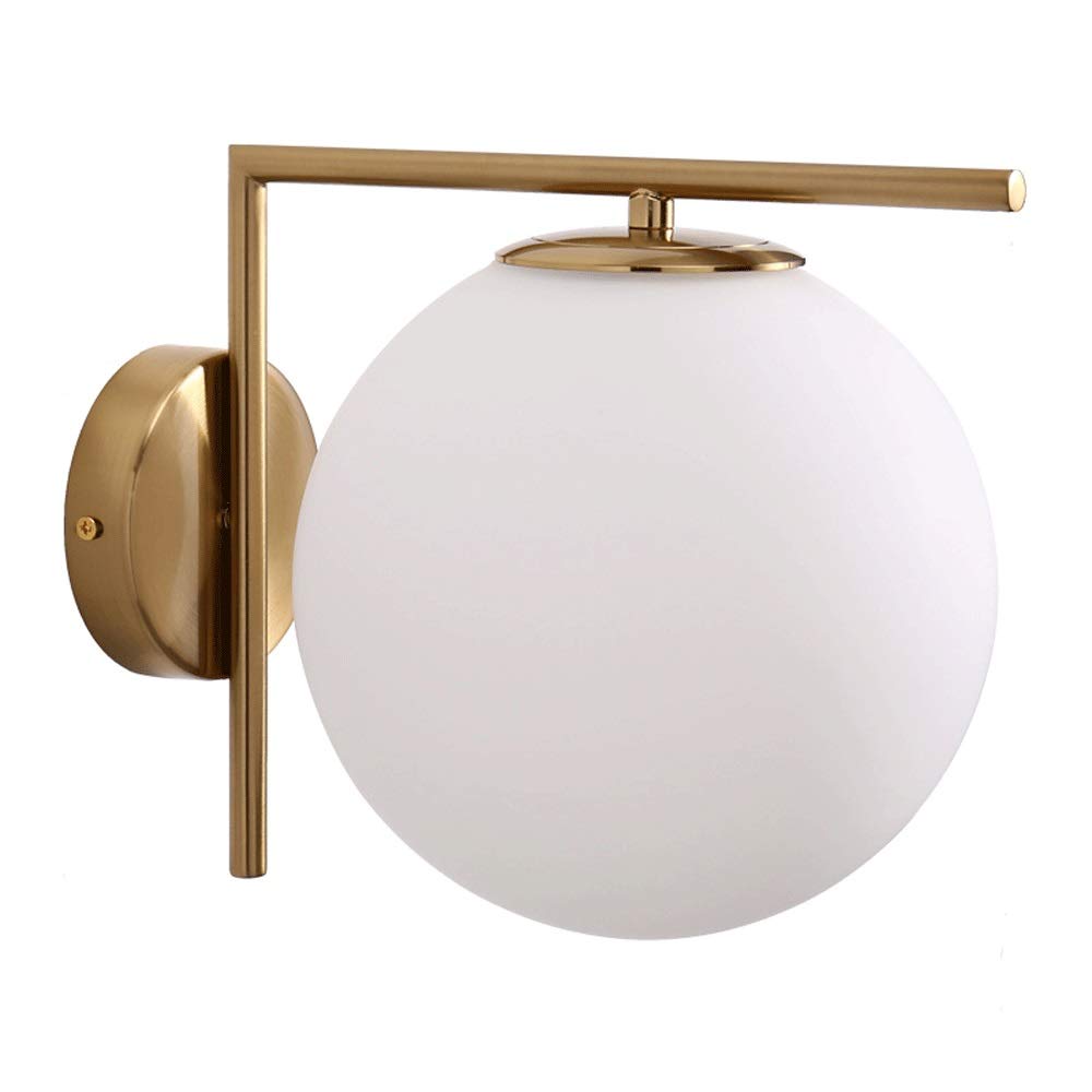 Applique murale moderne en métal pour éviter l'éblouissement avec globe en verre blanc