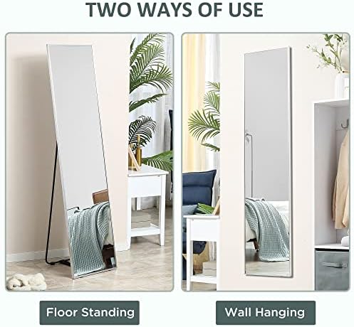 HOMCOM Full Length Mirror Wall-Mounted, 160 x 40 cm Freestanding Rectangle Dressing Mirror for Bedroom, Living Room, Black Frame