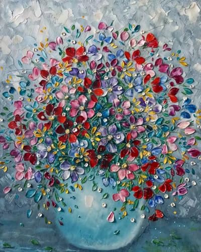 5DDIYART Flower Paint by Numbers for Adults Beginner, Paint by Number Kits on Canvas, Paint by Easy...