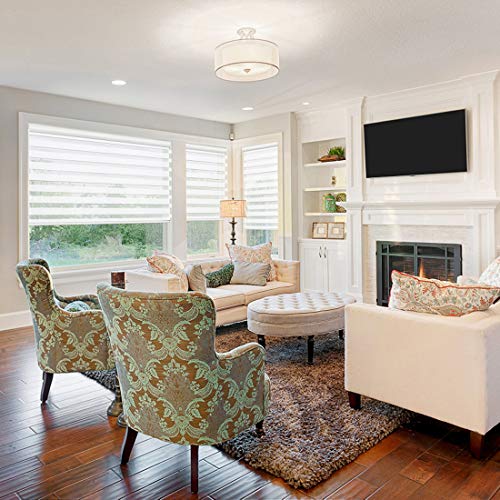 Keego Window Blinds Custom Cut to Size Zebra Blinds with Dual Layer Roller Shades for Home Light Control for Sheer and Privacy - Snow White, Any Size 12-75 Wide and Maximum Height 118 inch