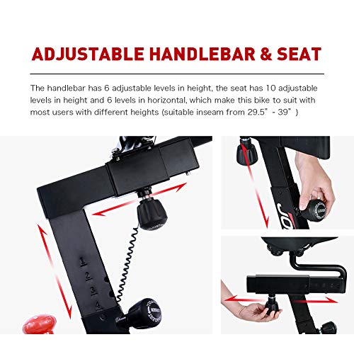 JOROTO Magnetic Exercise Bike Stationary - Belt Drive Indoor Cycling Bikes Trainer Workout Cycle for Home (Suitable Inseam: 29 to 39 inches) (XM16)