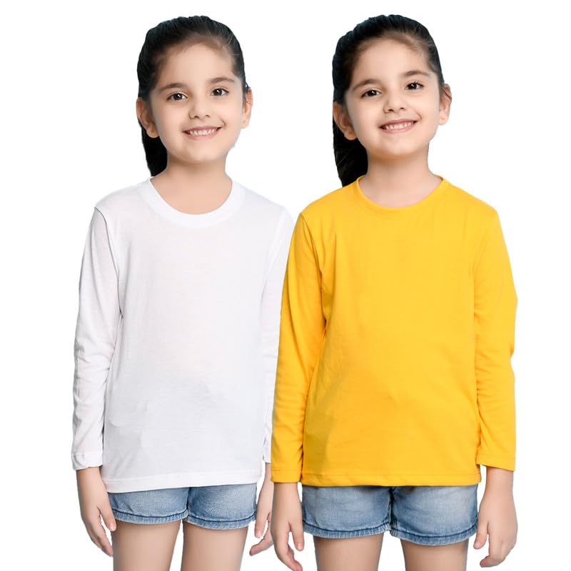 Image of Nusyl Girls Full Sleeves T-Shirt for Kids | Cute Printed Casual Wear | Soft Cotton Blend | Comfortable Regular Fit | 2-16 Years | Multiple Colors