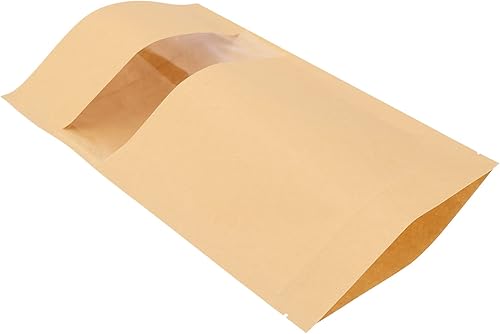 Miniatura 4 de NINGWAAN - Paquete de 200 bolsas de papel kraft de 7 x 10 pulgadas, bolsas de papel kraft con cremallera con ventana transparente y muesca de