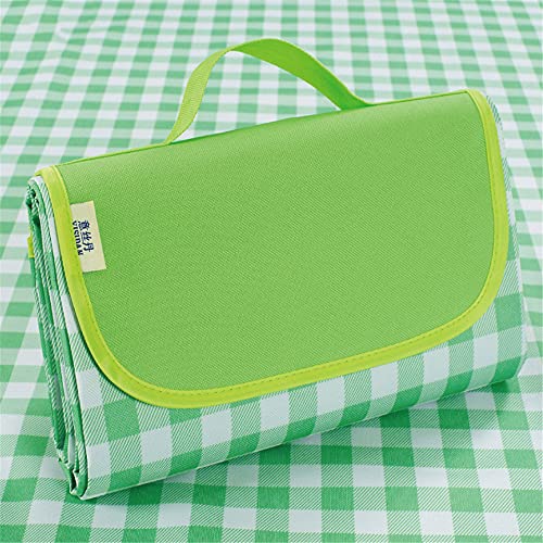 Picknickdecke,Outdoor-Camping-Strandzeltmatte, wasserdichte und feuchtigkeitsbeständige Picknickmatte 145 * 80 cm grün-weißes Gitter Cover