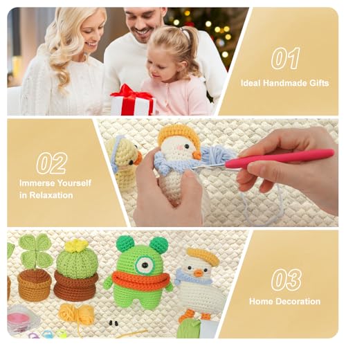 Image of Autglint Duck Crochet Kit for Beginners Adults & Kids, Amigurumi Learn to Crochet Starter Kit with 4K Step-by-Step Video Tutorials, Includes Pre-Started Yarn, Crochet Hooks & Accessories - White Duck