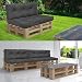 VOUNOT Palettenkissen Set für Indoor und Outdoor, Palettenpolster Wasserdicht Palettensofa, Sitzkissen 120x80, Rückenkissen 120x40, Grau