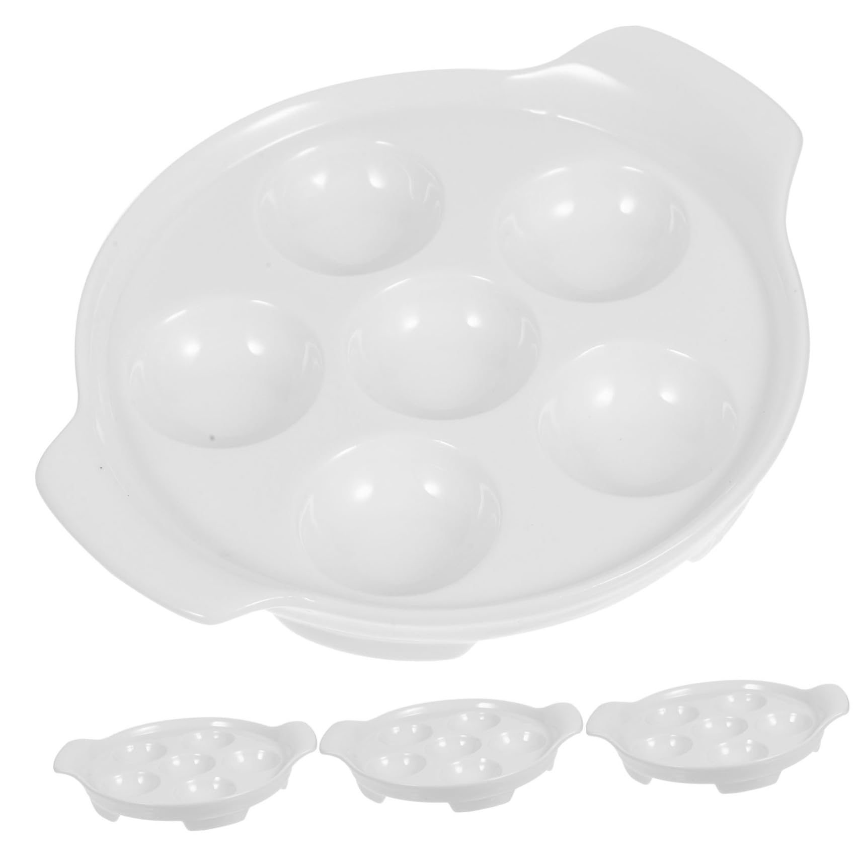 ULTECHNOVO Platos de Cerámica para Caracoles de 7 Pulgadas con Asas Dobles, Resistentes al Calor, Aptos para Horno, Bandeja Versátil para Mariscos y Aperitivos, 4 Piezas