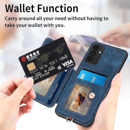 Protection Galaxy A04S étui portefeuille antichoc bleu avec dragonne - 2