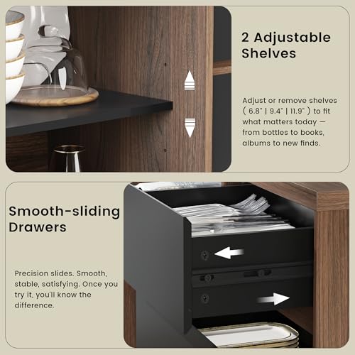 Image of ModernMate 60 inch Lateral File Cabinet with 3 Dawers, Open Shelves