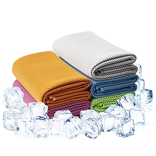 JZMZRJ 5Packs Cooling Towels (40"x 12"), Ice Towel, Yoga Towels, Workout Towel Stay Cool for Yoga, Cool Towel, Workout, Camping, Fitness, Running, Workout & More Activitie…