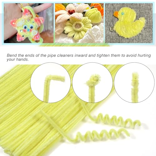 TOAOB 100pcs Light Yellow Pipe Cleaners for Craft 30cm Long Chenille Stem 6mm Thick Fuzzy Sticks Craft Supplies for DIY Flowers Projects Home Decorations - Image 3