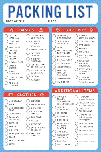 Packing List Notepad 60 Sheets