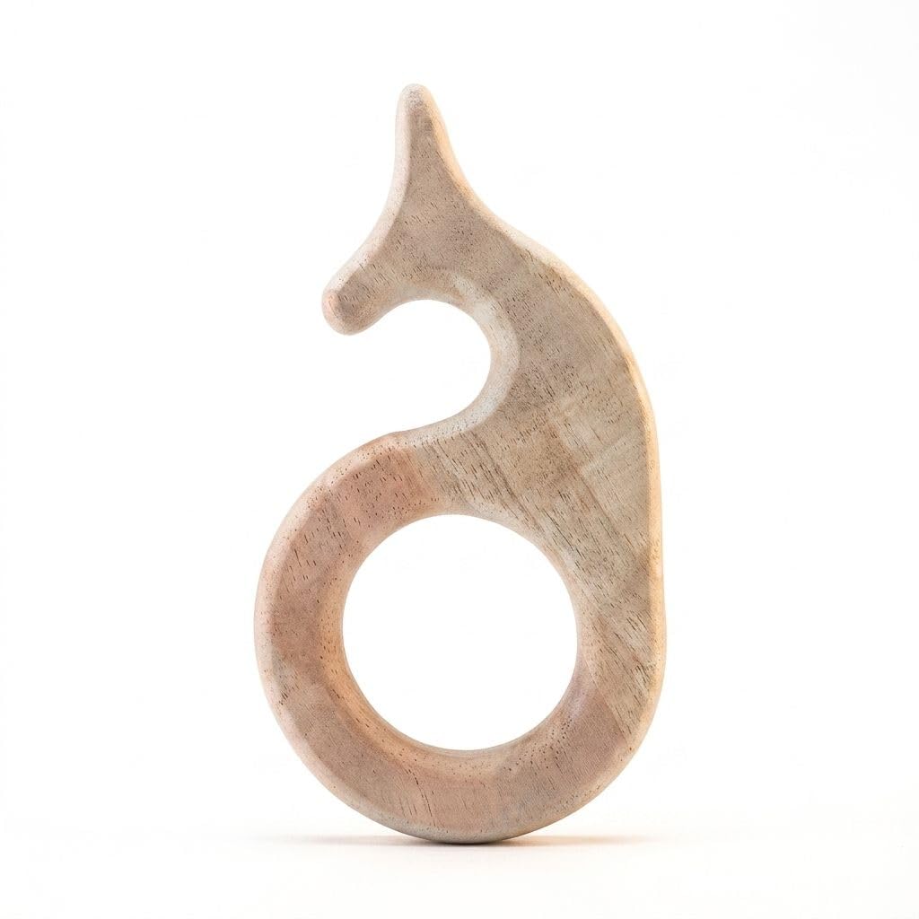 FRESH FUSION Wooden Baby Teether, Natural Wood Animal Shape Teething Toy with Smooth Finish, Easy Grip Sensory & Fine Motor Development Toy for Babies-image-41