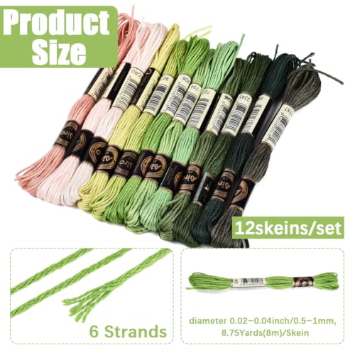 Image of 12 Skeins 105 Yards Green Friendship Bracelet String for Jewelry