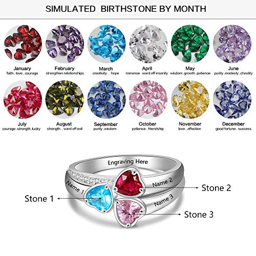 Personalized Mother Rings with 3 Simulated Birthstones Family Anniversary Women Rings Custom Grandmother Daughter Jewelry2