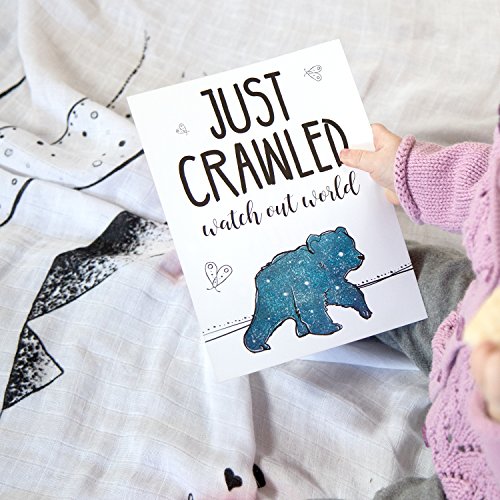 Image of JumpOff Jo - Baby Bundle: Baby Swaddle Blanket & 24 Milestone Cards - Photoshoot Props, Soft Breathable Blanket, 47 inch x 47 inch (Mama Bear Black)