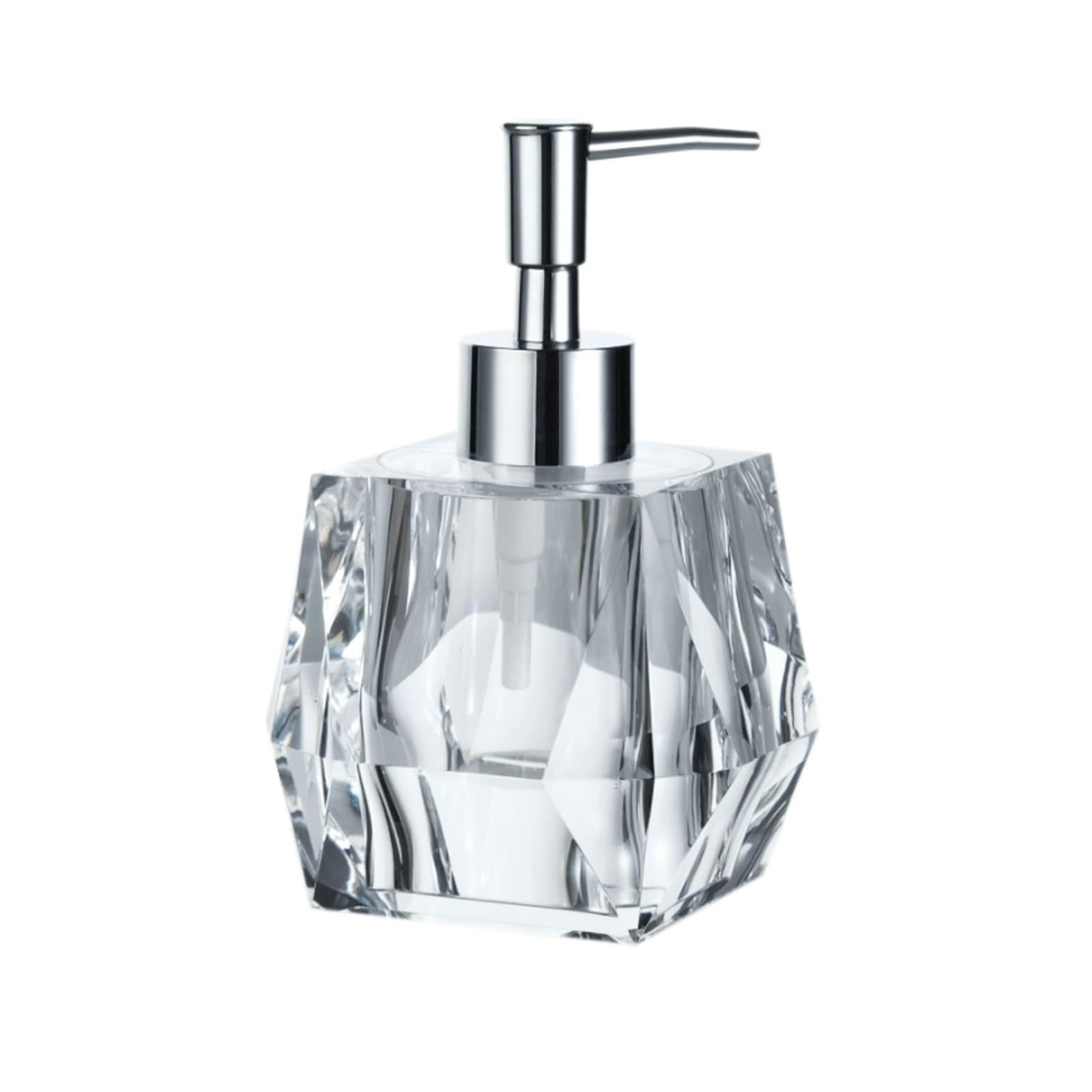 Yuihatf Clear 6.7Oz Resin Soap Dispenser Crystal- Electroplated Pump, Countertop For Bathroom Kitchen(Clear)