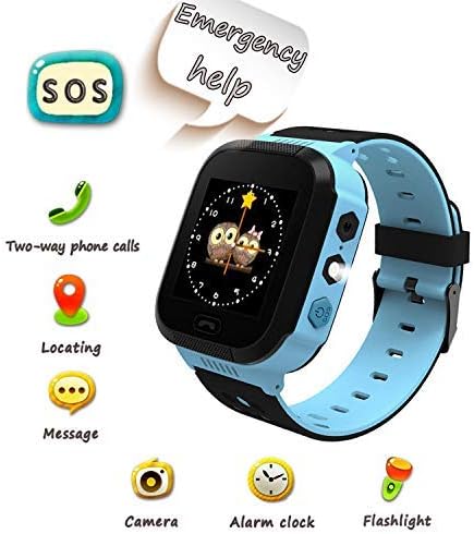 Children Smartwatch, SOS emergency call, GPS locating, Safety area, Camera, Alarm clock, Flashlight, Digital game, Smart watch for children aged 3-14 (Blue)