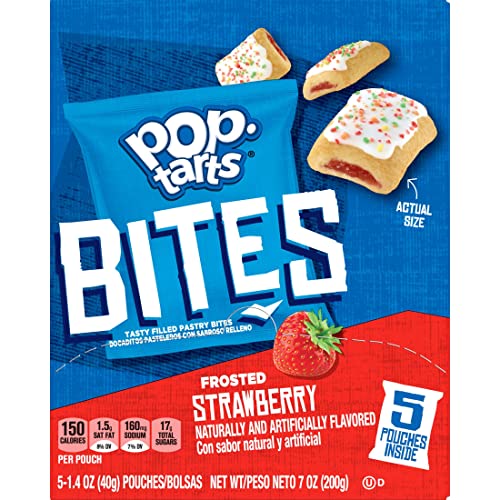 Pop-Tarts Baked Pastry Bites, Kids Snacks, School Lunch, Frosted Strawberry (5 Boxes, 25 Pouches) #TOP6