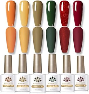 BORN PRETTY Neon Gel Nail Polish Fluorescent Green Yellow Orange Hot Pink Purple Blue Gel Polish Set, 6 Rainbow Colors Gel Soak Off U V Nail Varnish Kit for Holiday DJ Party Girls