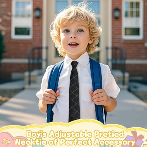 Pre-tied Ties for Boys Kids, Adjustable Boys Tie Zipper Tie for Uniforms Wedding School Party Celebration Cosplay2