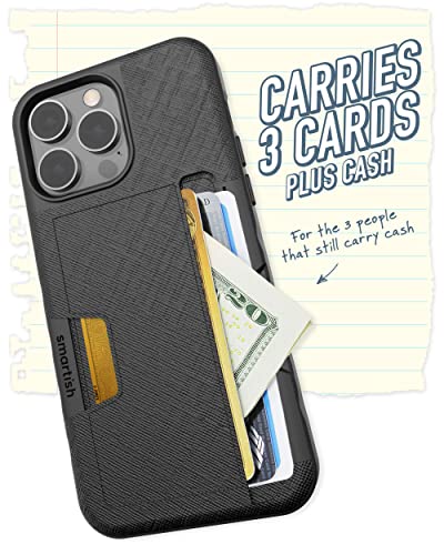 Image of Smartish iPhone 14 Pro Max Wallet Case - Wallet Slayer Vol. 2 [Slim /Protective] Credit Card Holder w /Kickstand Drop Tested Hidden Card Slot Compatible w /Apple iPhone 14 Pro Max - Black Tie Affair
