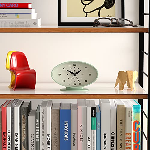 Newgate® Ronnie Retro Alarm/Desk Clock - Oval Shaped Alarm Clock - Analogue No-Tick Alarm Clock - Small Alarm Clock - Arabic Dial - Colourful Case - Matt Finish (Neo-Mint) #TOP5