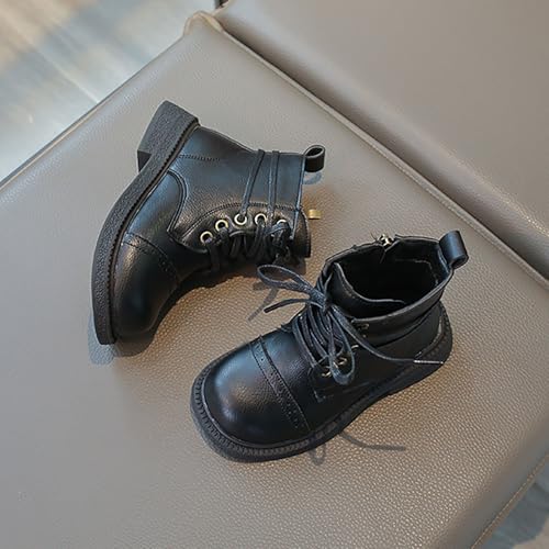 IWIHMIV Girls Ankle Boots Kids Non Slip Lace up Fashion Leather Booties with Zipper Toddler Girls Riding Boots4