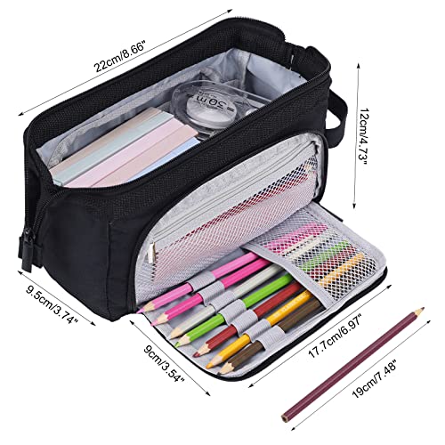 Eoout Big Capacity Pencil Case Pencil Pouch Pen Bag Large Organized Pen Case Office Supplies Stationery Pencil Box Makeup Bag For College Middle School Travel (Black) #TOP1