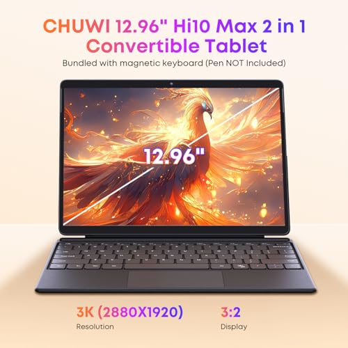 CHUWI 12.96" Windows Tablet with Keyboard, Hi10 Max 2 in 1 Touchscreen Tablet, Intel N100,12GB LPDDR5 512GB SSD, 2880X1920 FHD, Windows 11 Tablet with Keyboard Support WiFi 6,BT 5.2,HDMI,Type C,USB3.2 - Image 5