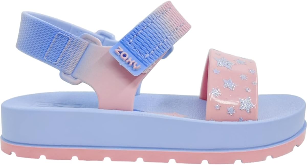 Sandália Infantil Menina Papete Casual Dia a Dia com Brilho Moderninha Print Zaxynina 19060