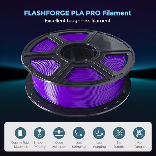 Image of FLASHFORGE 3D Printer Filament, PLA PRO Filament 1.75mm, 1KG Spool (2.2lbs), Dimensional Accuracy + /- 0.02mm for FDM 3D Printers, Better Tenacity & No Knotting (Purple)