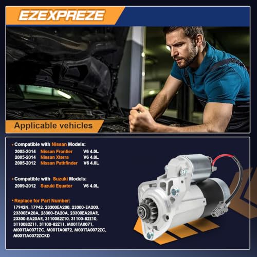 Image of Ezexpreze 17942 New Starter for 2005-2014 Nissan Frontier Xterra | 2005-2012 Pathfinder, 2009-2012 Suzuki Equator, 4.0L 12V 1.8KW, 13-Teeth CW, PMGR, OE SMT0260