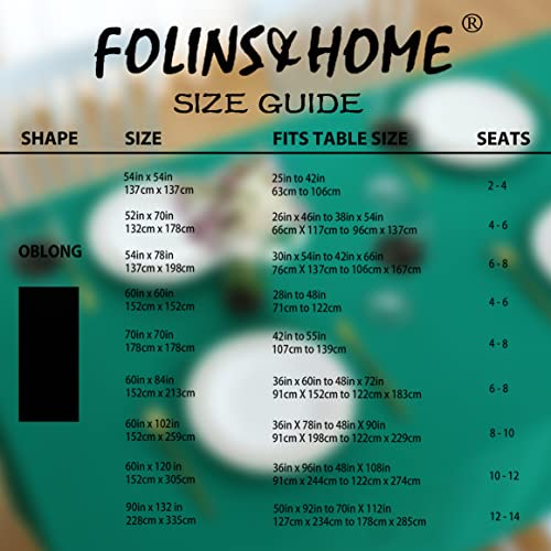 Image of FOLINS&HOME Green Rectangle Tablecloth 60 x 120 Inch Waterproof Table Cloth