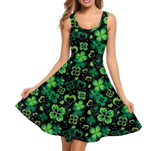 Image of Women's Casual Loose Sundress Midi Sleeveless Crewneck Dress Summer Beach Tank Dress with Pockets